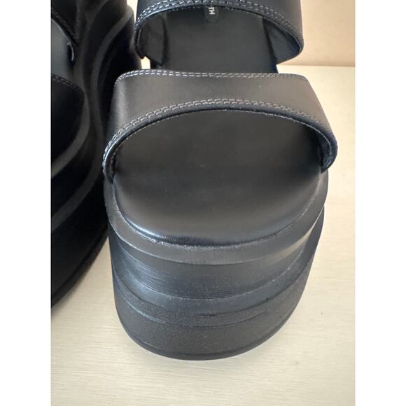 Windsor Smith Black Leather Heels Platform Open Toe Sandals Buckle Women Size 8 - Picture 4 of 13